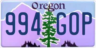 OR license plate 994GOP