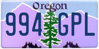 OR license plate 994GPL