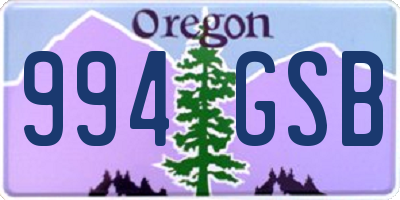 OR license plate 994GSB