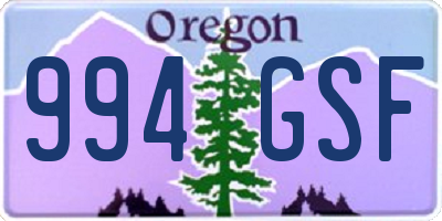OR license plate 994GSF