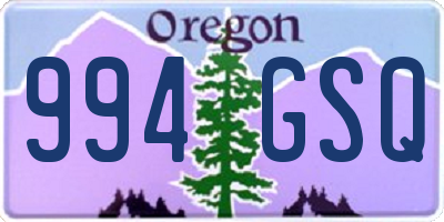 OR license plate 994GSQ