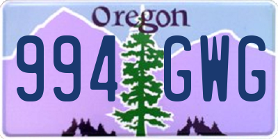 OR license plate 994GWG