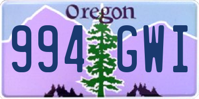 OR license plate 994GWI