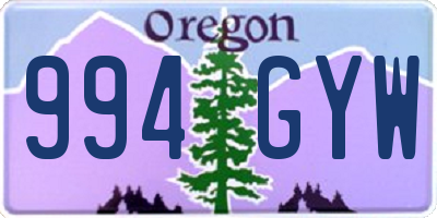 OR license plate 994GYW