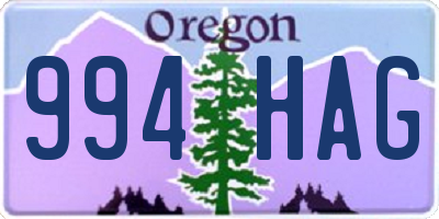 OR license plate 994HAG