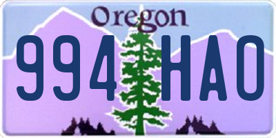 OR license plate 994HAO