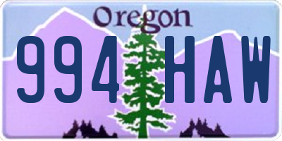 OR license plate 994HAW