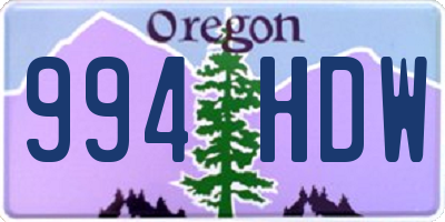 OR license plate 994HDW