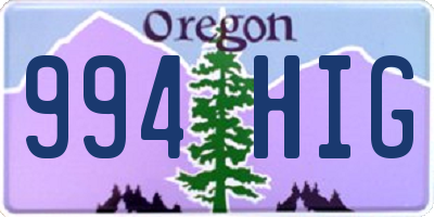 OR license plate 994HIG