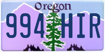 OR license plate 994HIR