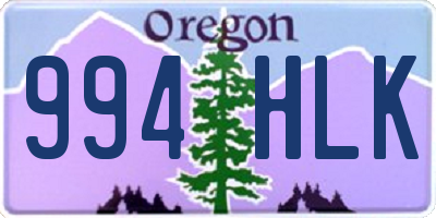 OR license plate 994HLK