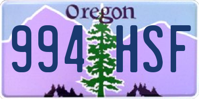 OR license plate 994HSF