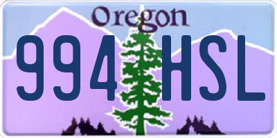 OR license plate 994HSL