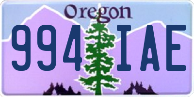 OR license plate 994IAE