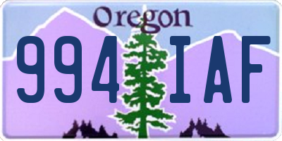 OR license plate 994IAF
