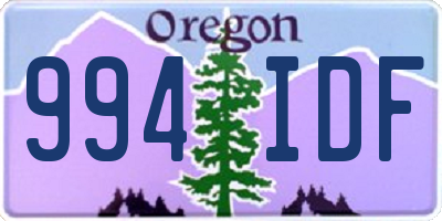 OR license plate 994IDF