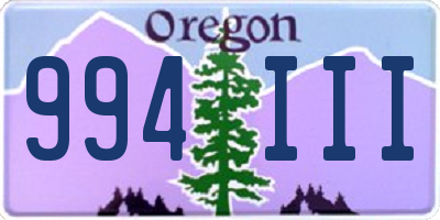 OR license plate 994III