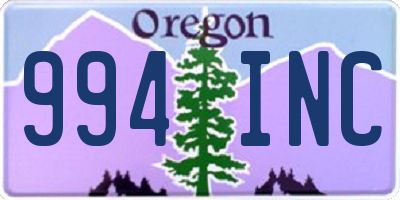 OR license plate 994INC