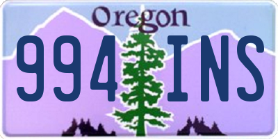 OR license plate 994INS