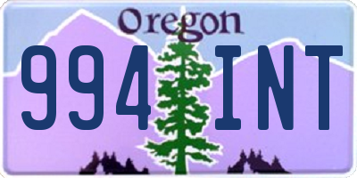 OR license plate 994INT