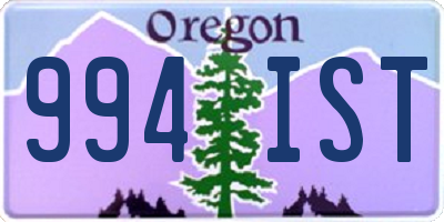 OR license plate 994IST