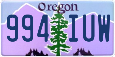 OR license plate 994IUW
