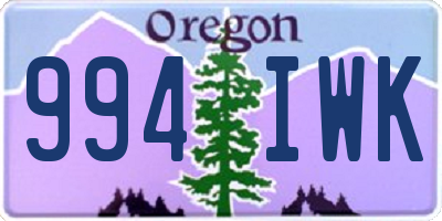 OR license plate 994IWK