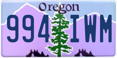 OR license plate 994IWM