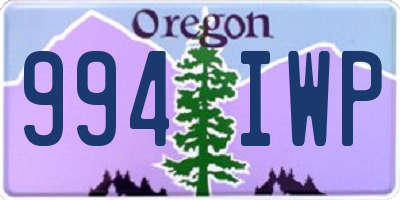 OR license plate 994IWP