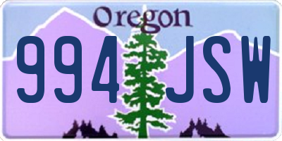 OR license plate 994JSW