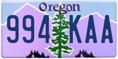 OR license plate 994KAA