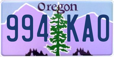 OR license plate 994KAO