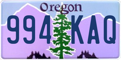 OR license plate 994KAQ