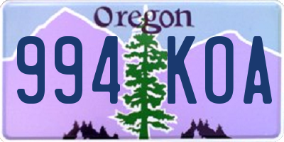 OR license plate 994KOA