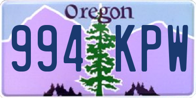 OR license plate 994KPW