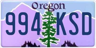 OR license plate 994KSD