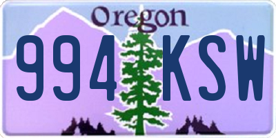 OR license plate 994KSW