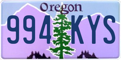 OR license plate 994KYS