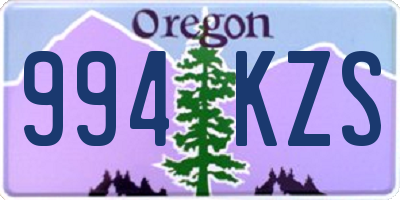OR license plate 994KZS