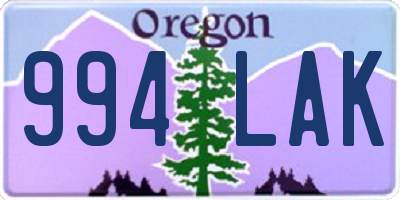 OR license plate 994LAK
