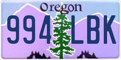 OR license plate 994LBK