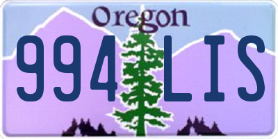 OR license plate 994LIS