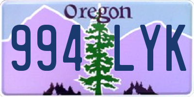 OR license plate 994LYK