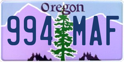 OR license plate 994MAF