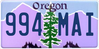 OR license plate 994MAI