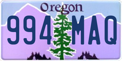 OR license plate 994MAQ