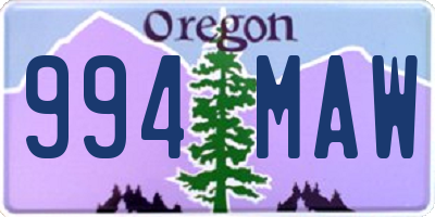 OR license plate 994MAW