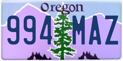 OR license plate 994MAZ