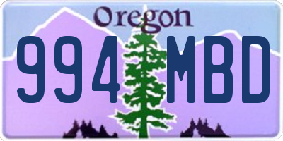 OR license plate 994MBD