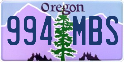 OR license plate 994MBS